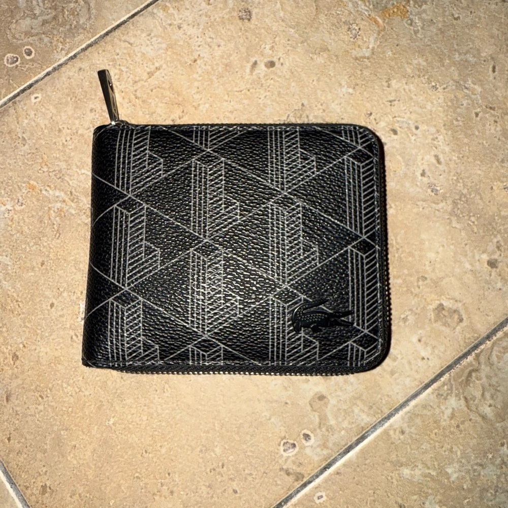 Lacoste Black and Gray Geometric Wallet